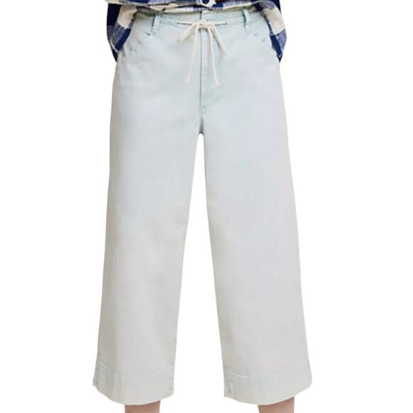 Chino by Anthropologie Pants - CHINO by Anthropologie Cropped Wide-leg Sky Blue Draw String Pants Size 30 Beach